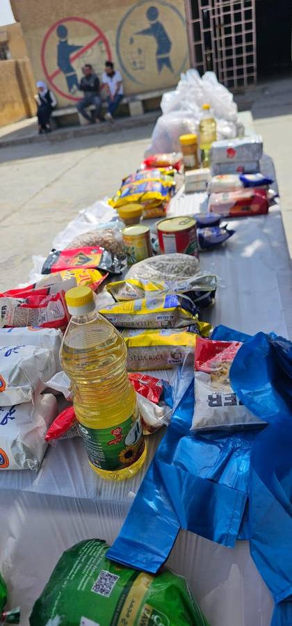 Food parcels laid out ready for families